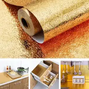 Aluminium Autocollant Étanche Pour Cuisine - Doré – Image 2