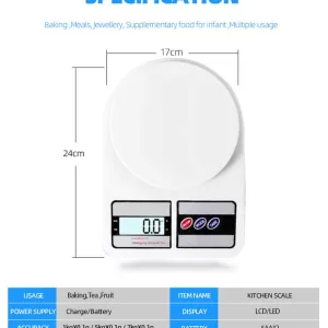 Balance de cuisine électronique - 10 kg - Blanc – Image 2