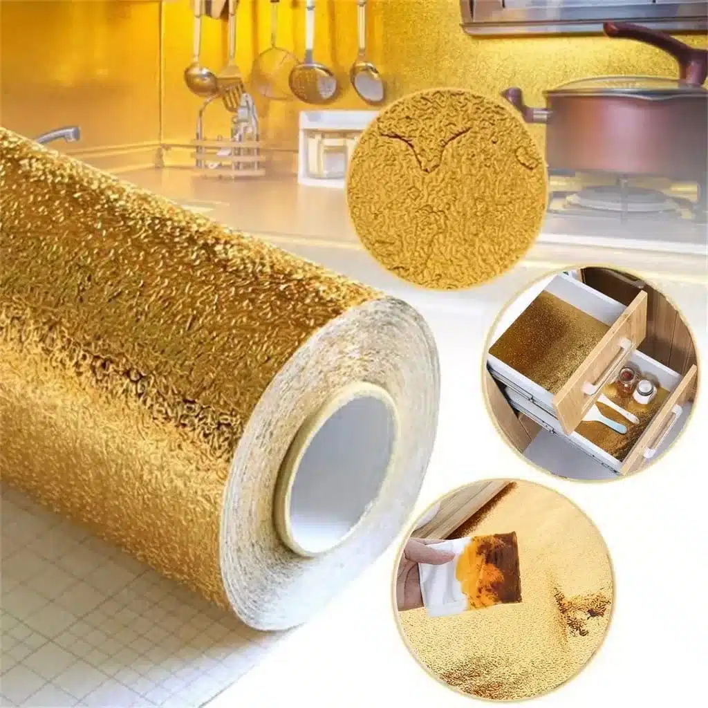 Aluminium Autocollant Étanche Pour Cuisine - Doré