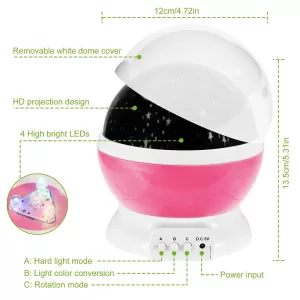 Lampe De Projection Jeux De Lumière Étoilée Rotative – Image 8